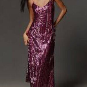 Anthropologie X Maeve Sequin Striped Dress in Pink Sz XL